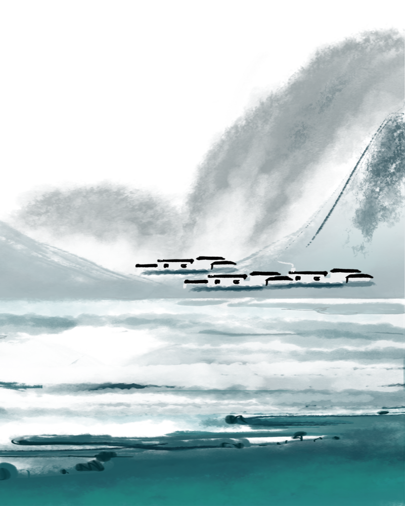 水墨山水湖畔挂画装饰画素材