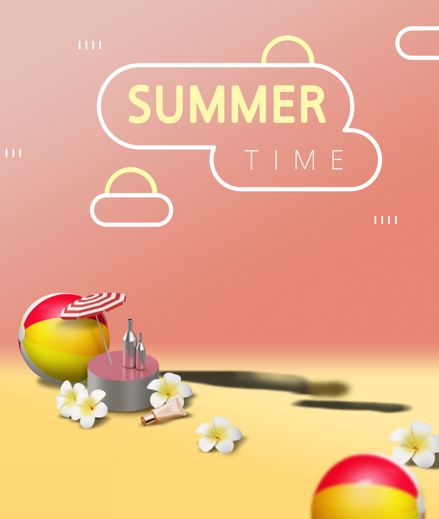 小清新夏日影楼插画背景psd素材