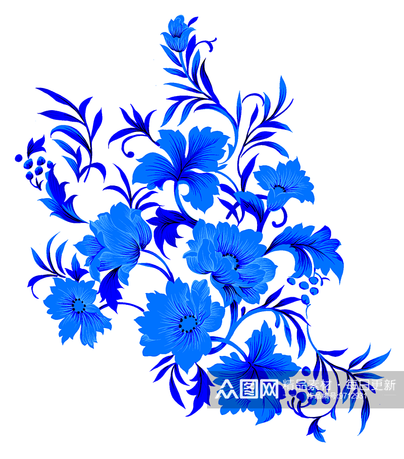 中国风古风中式古典青花瓷花纹图案免抠素材素材