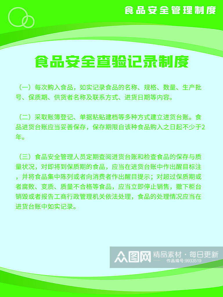 最新原创关注食品安全管理制度宣传海报素材