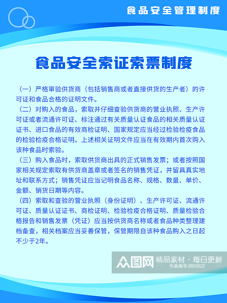 最新原创关注食品安全管理制度宣传海报素材