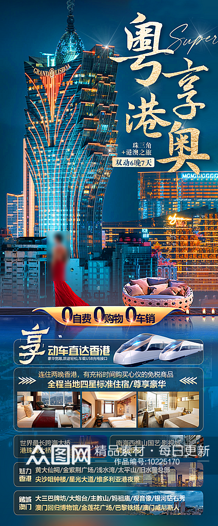 广东沿海城市旅行行程手机海报素材