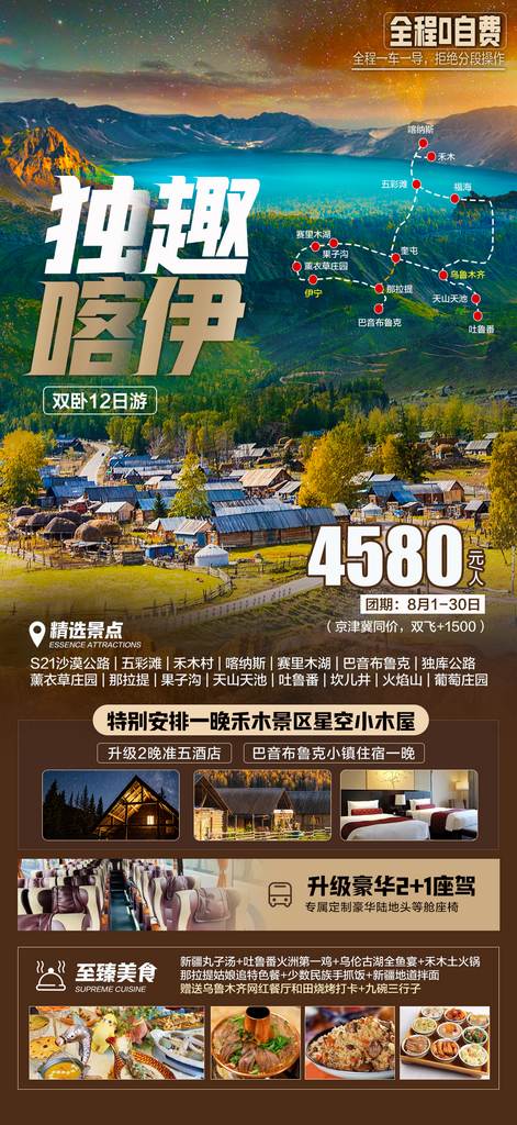 新疆旅行線路套餐手機海報素材