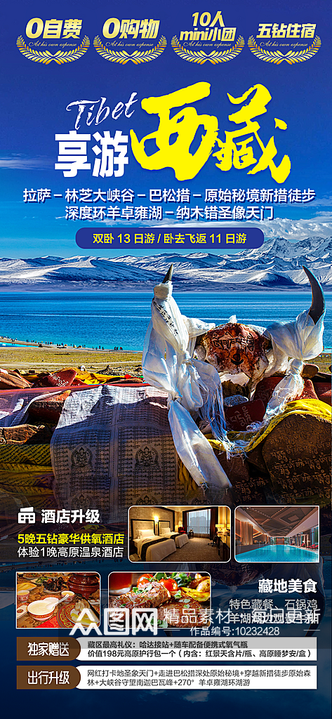 西藏旅行套餐手机海报素材