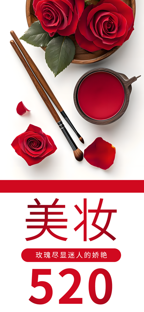 美妆玫瑰520海报素材