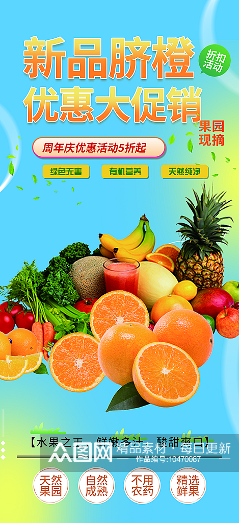 超市商店新鲜水果蔬菜促销优惠海报素材
