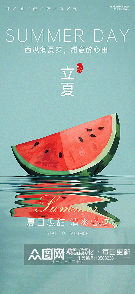 中国传统节气立夏手机海报素材