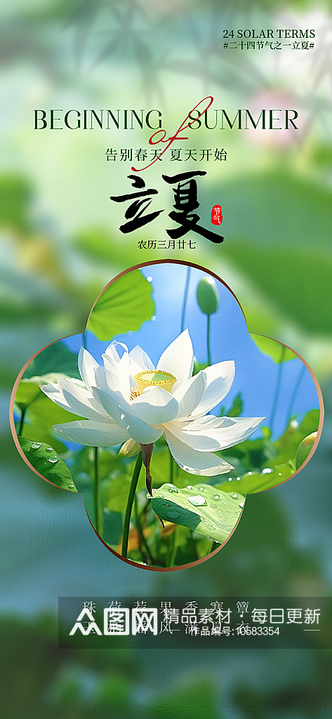 中国传统24节气立夏手机海报素材