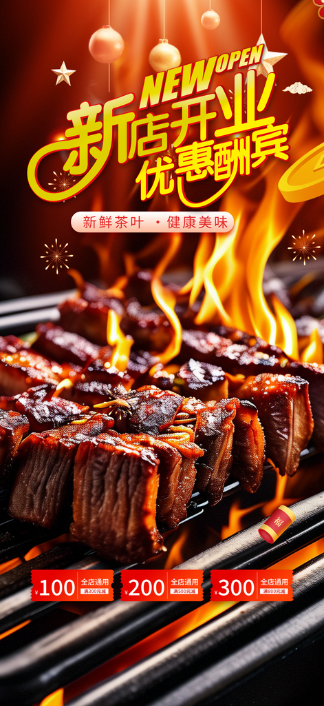 宵夜夏日烧烤促销活动周年庆海报素材