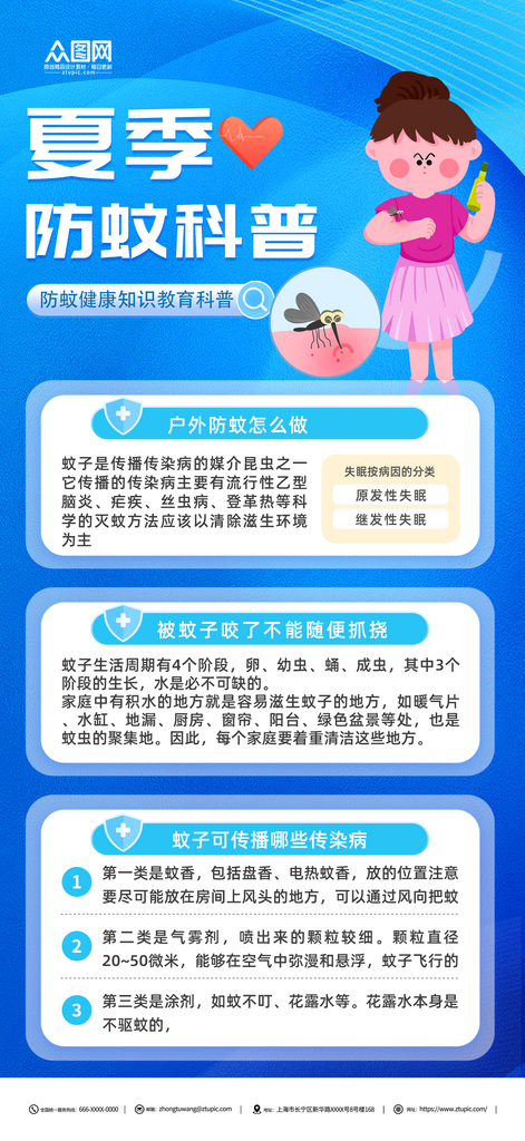夏季防蚊虫科普海报素材