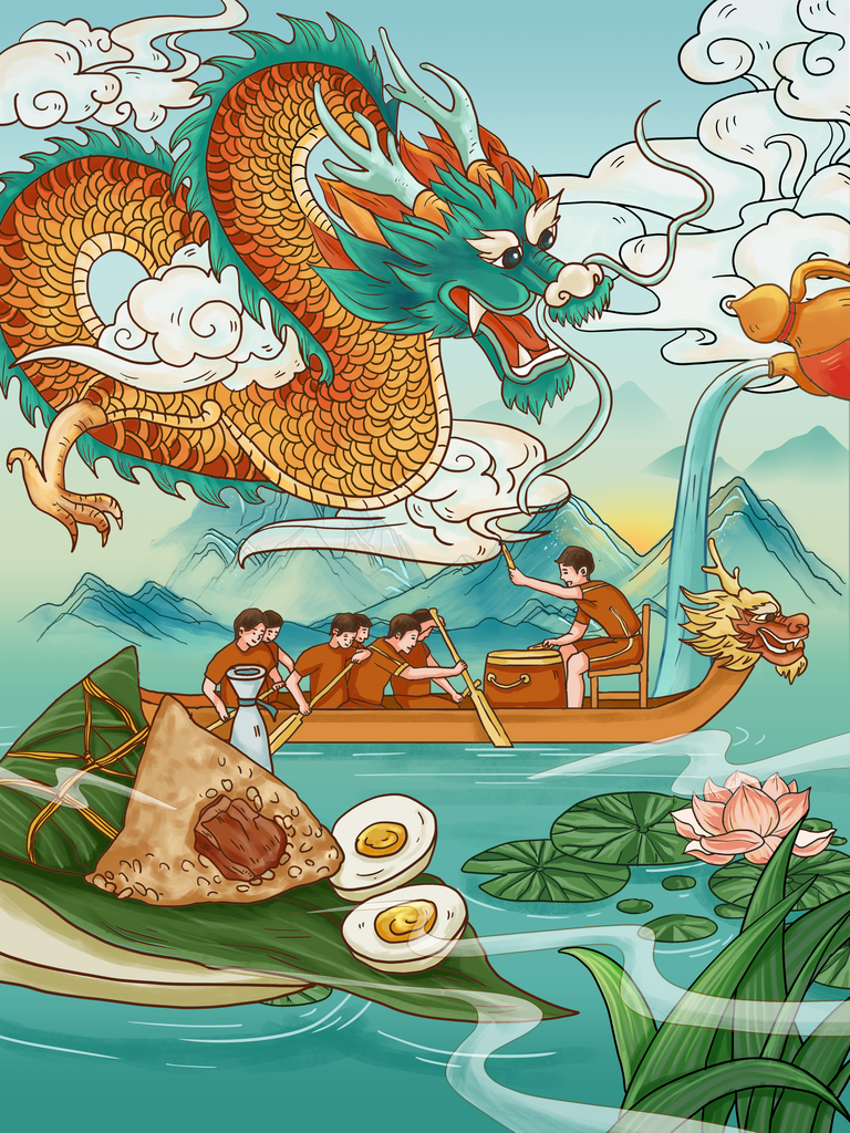 端午節(jié)海報(bào)插畫背景素材素材