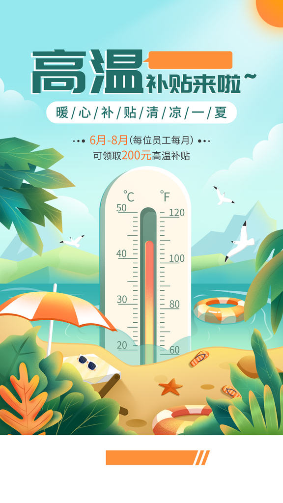 大暑节气高温补贴宣传海报设计素材