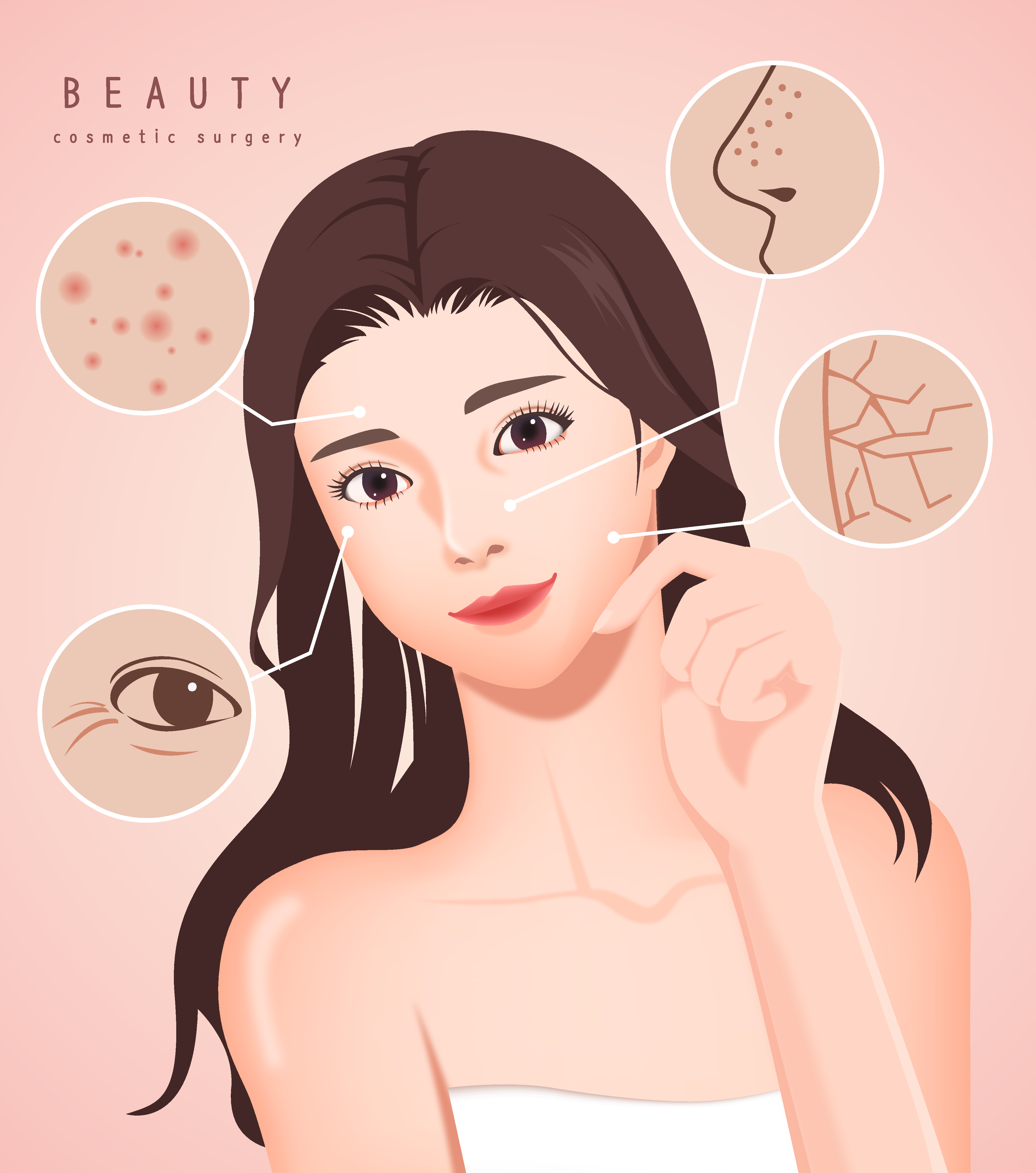 卡通手绘美容护肤人物插画素材