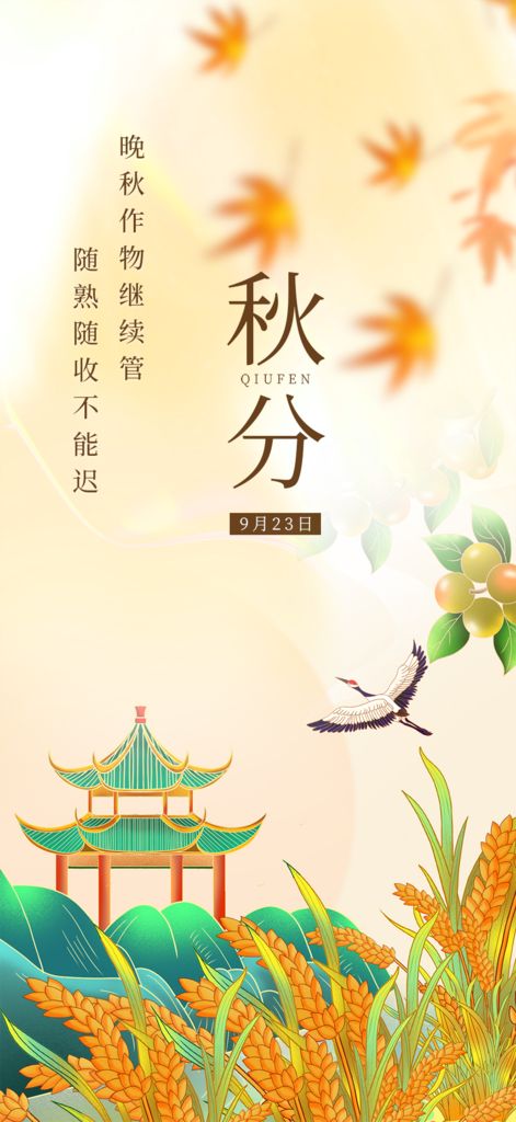 秋天秋分二十四节气海报素材