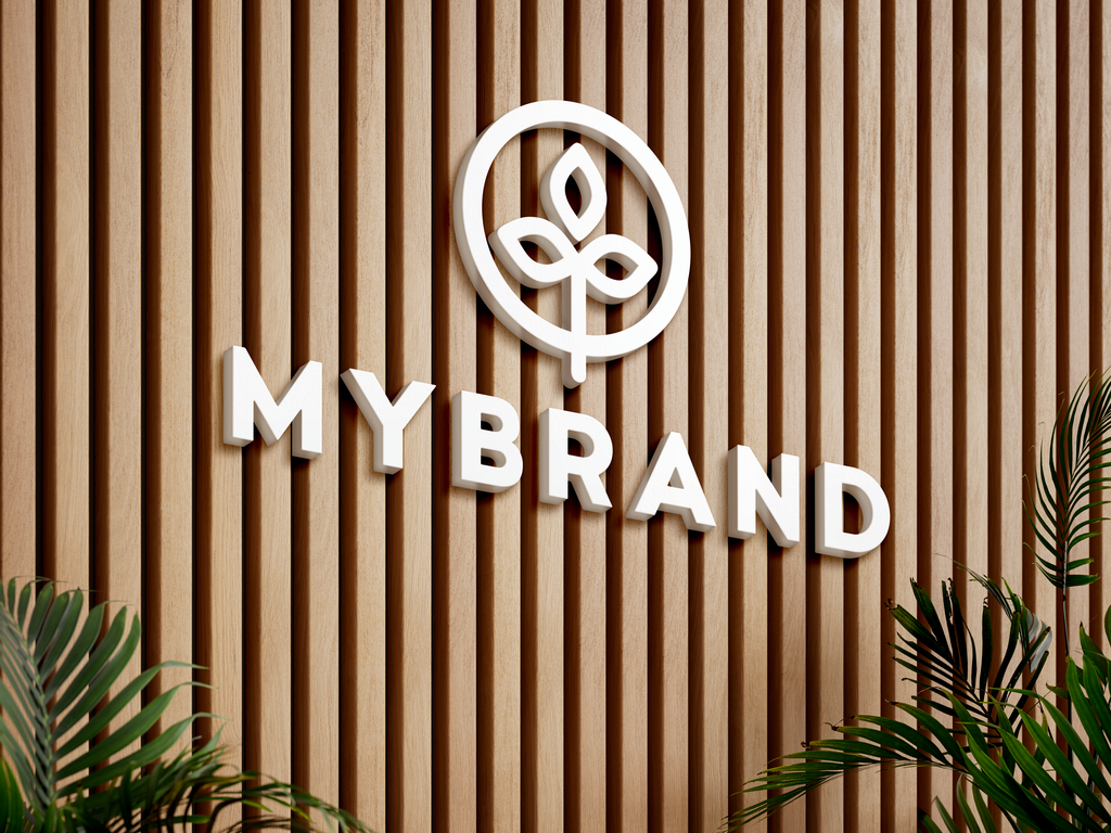 高端栏栅logo背景墙样机素材