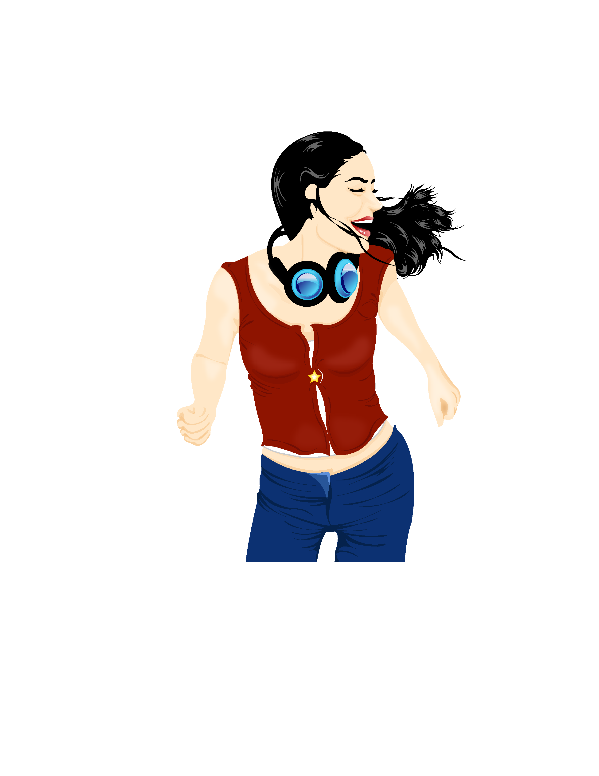 矢量手绘女孩卡通插画元素素材