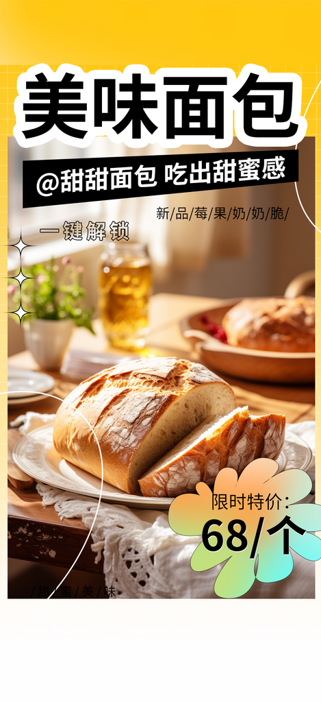 美味早餐面包促销活动海报素材