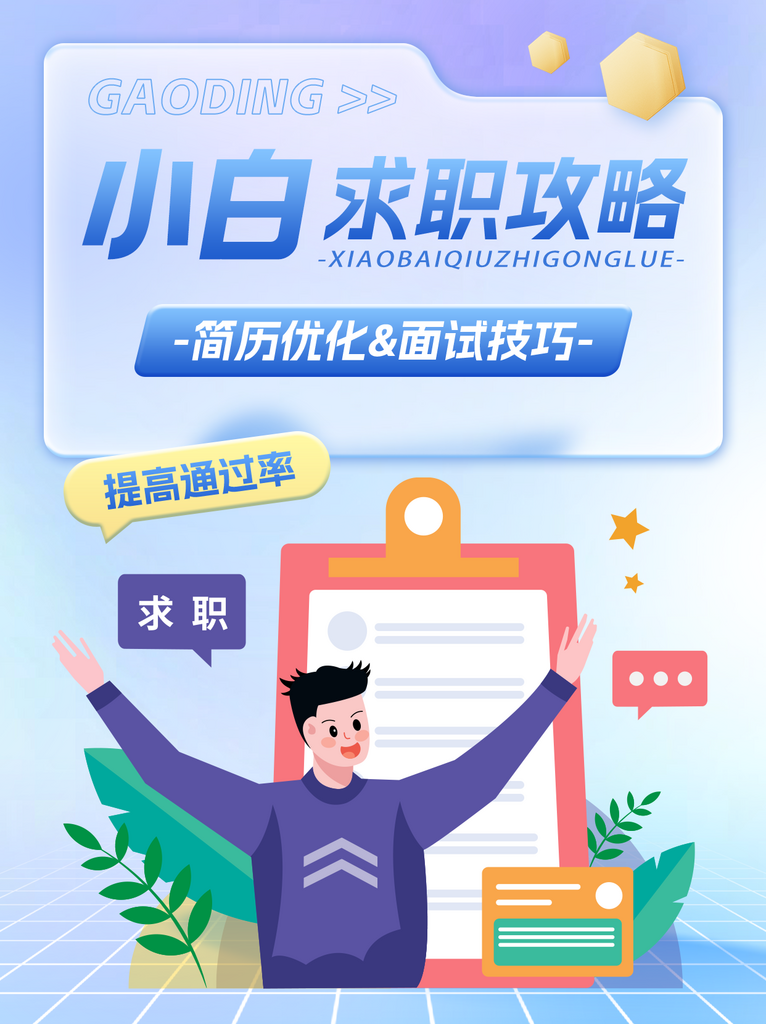 招聘求职攻略小红书封面海报素材