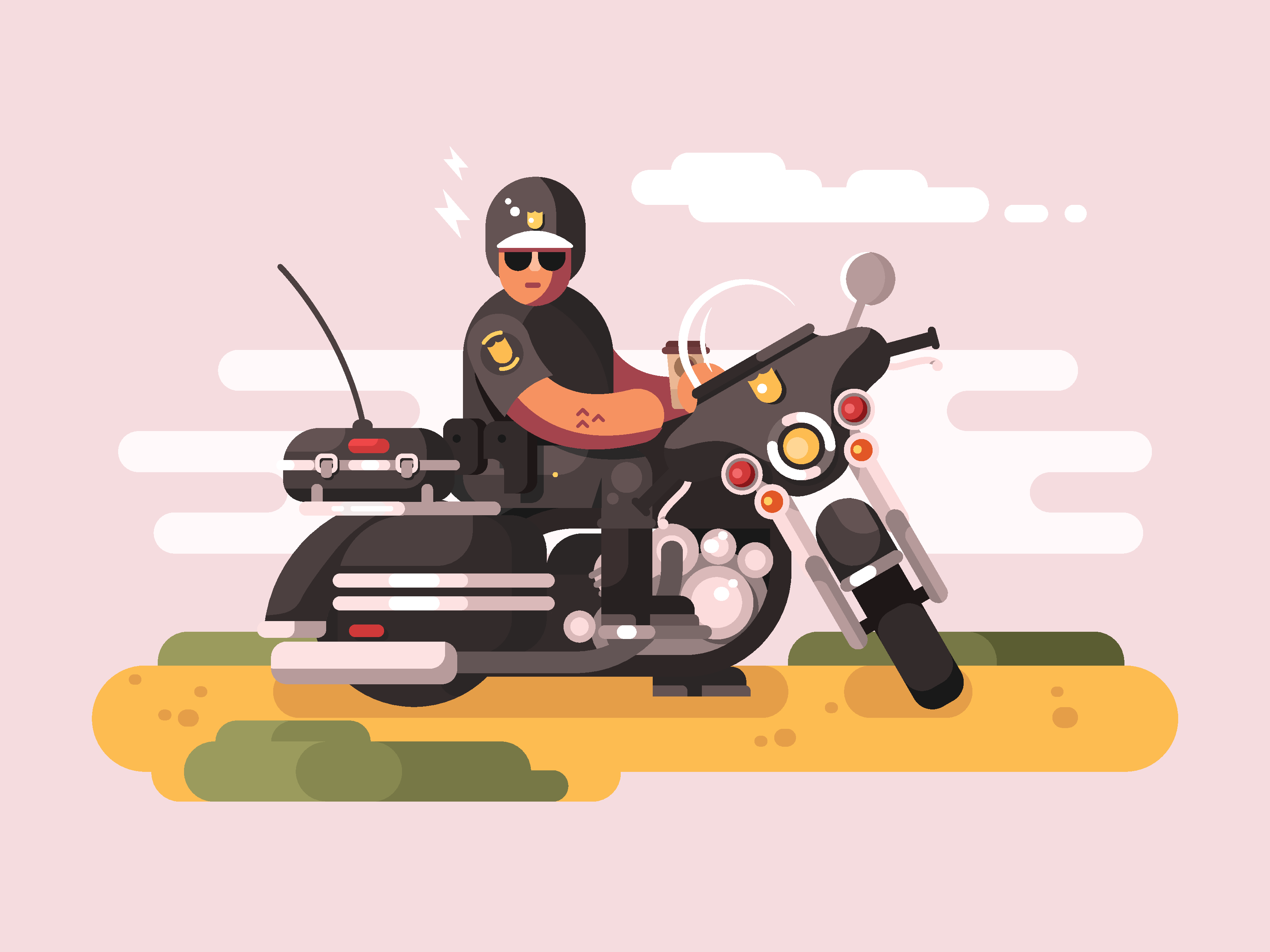 矢量摩托车插画素材素材