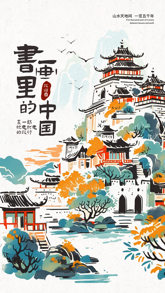 大气画里的中国旅游宣传海报素材