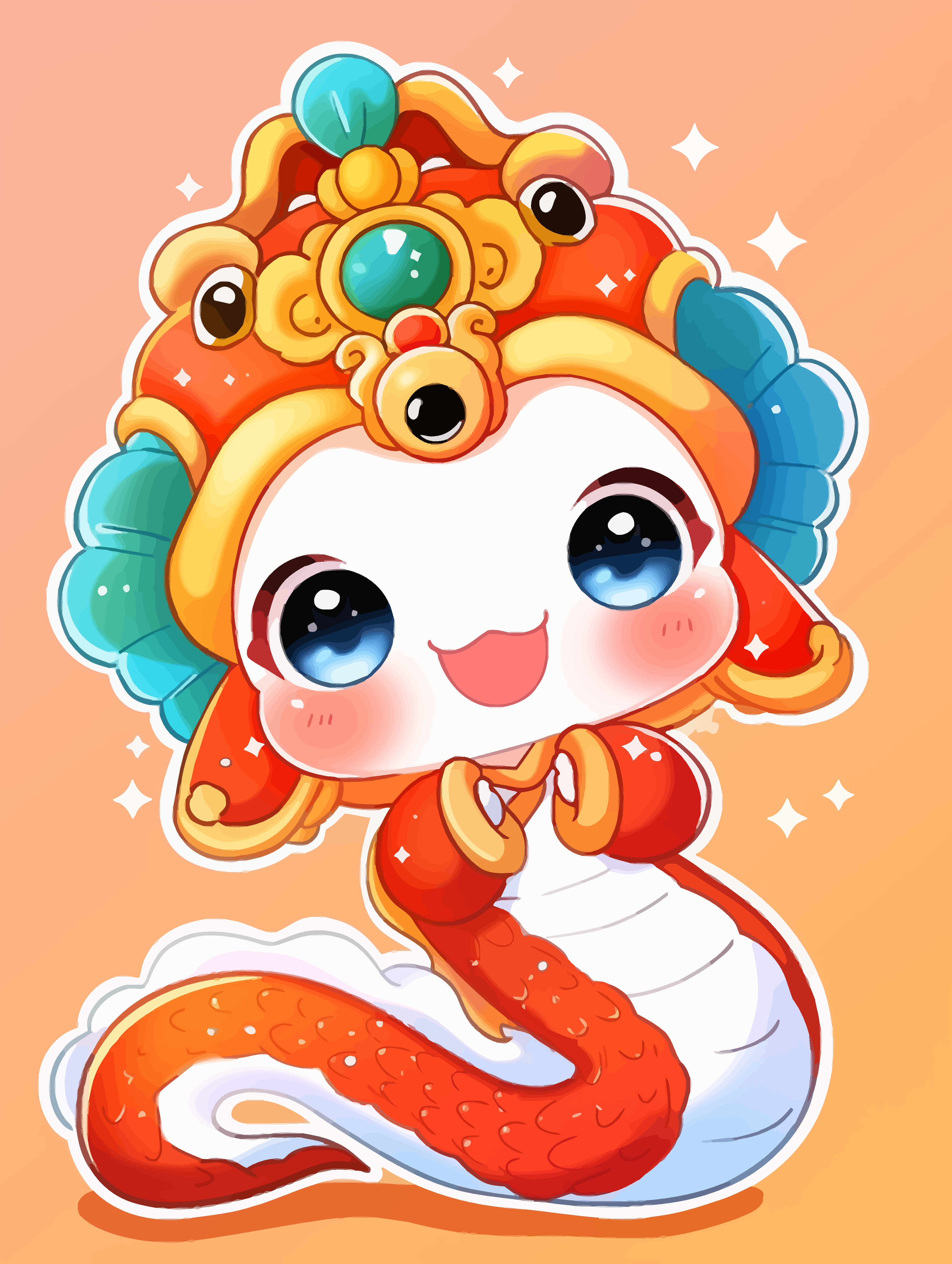 简约卡通可爱蛇年蛇素材图素材