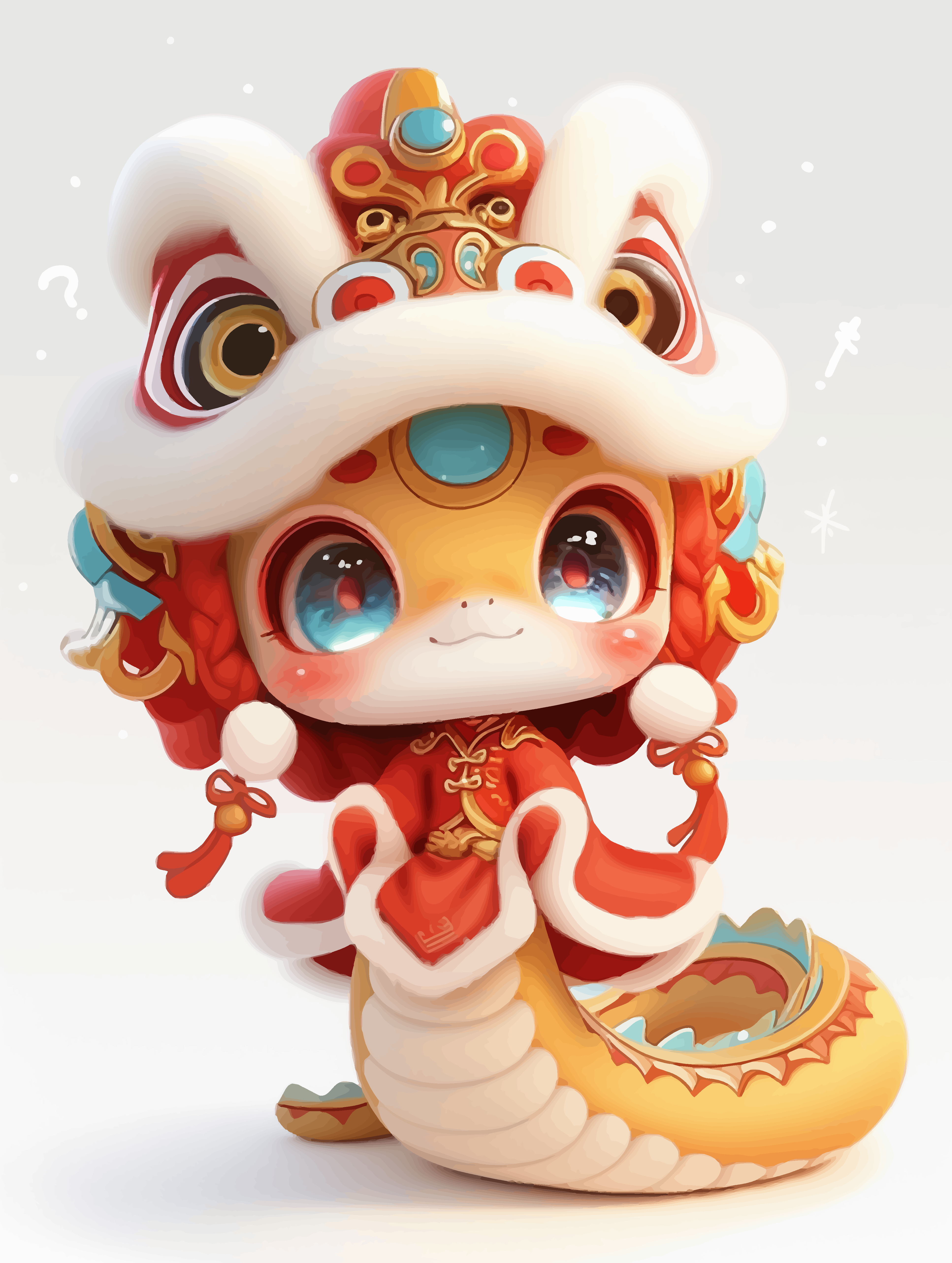 橙色简约卡通蛇年蛇素材素材