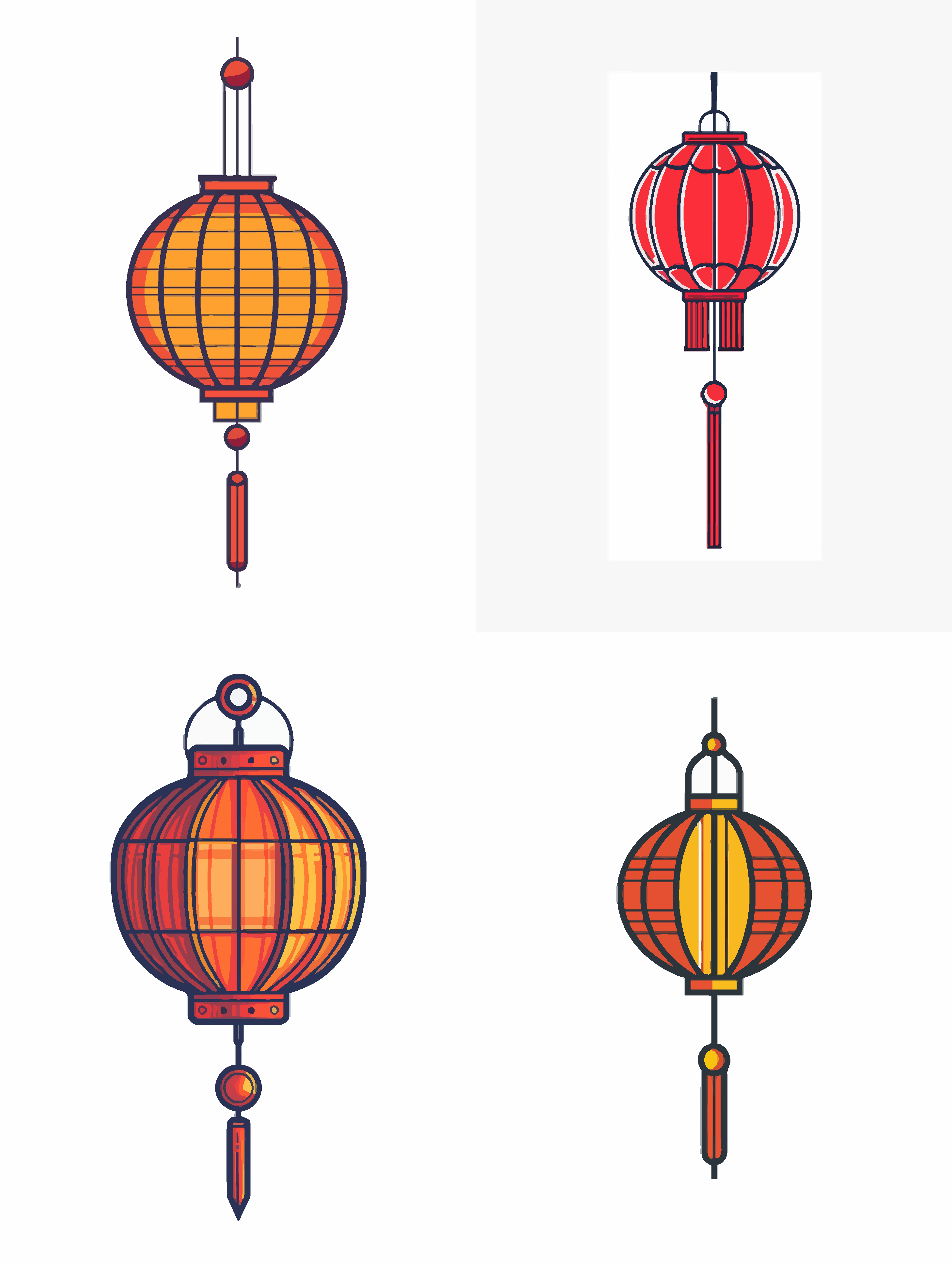 简约卡通中国灯笼素材素材