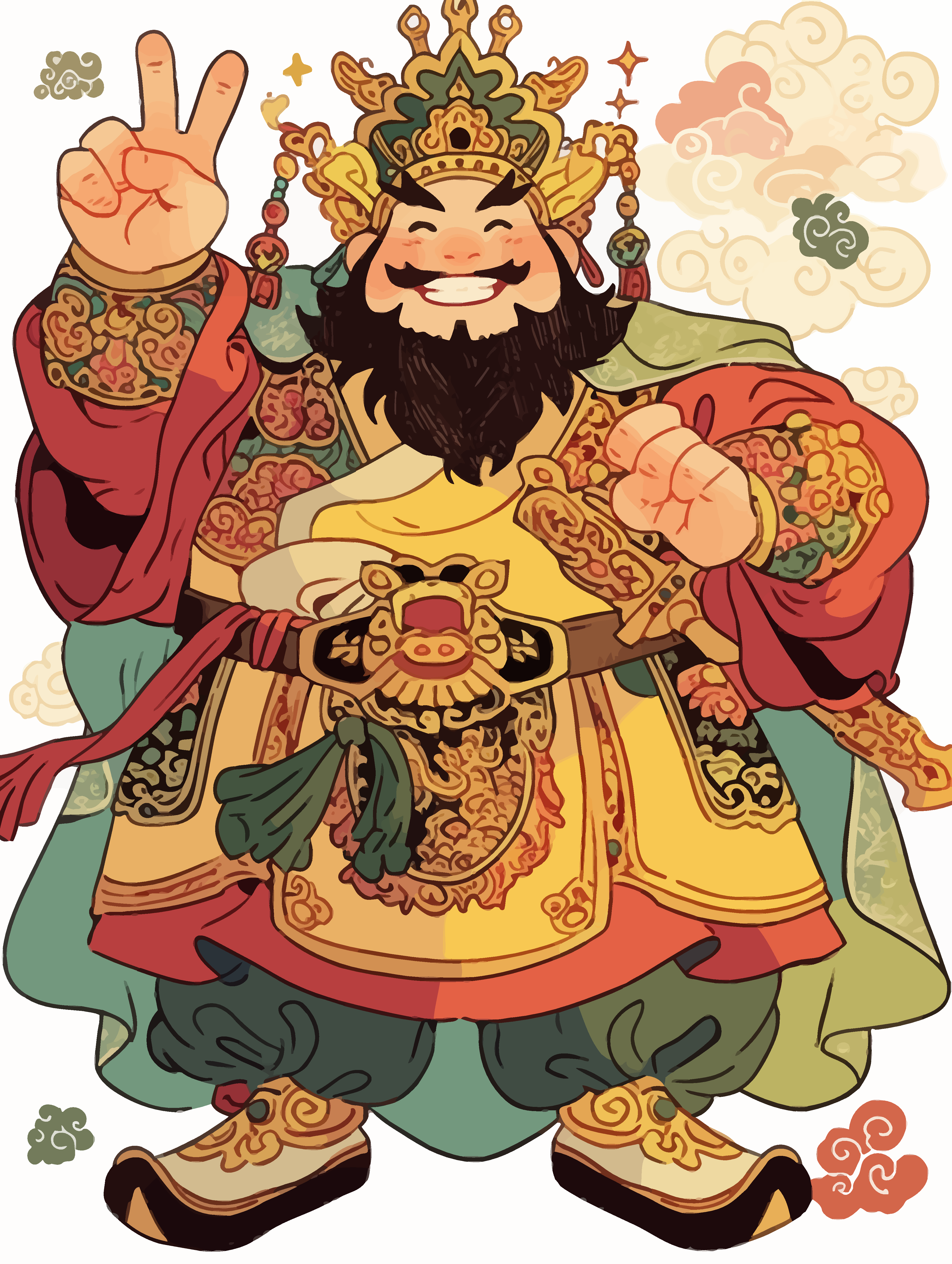 简约矢量可爱卡通财神爷素材插画素材