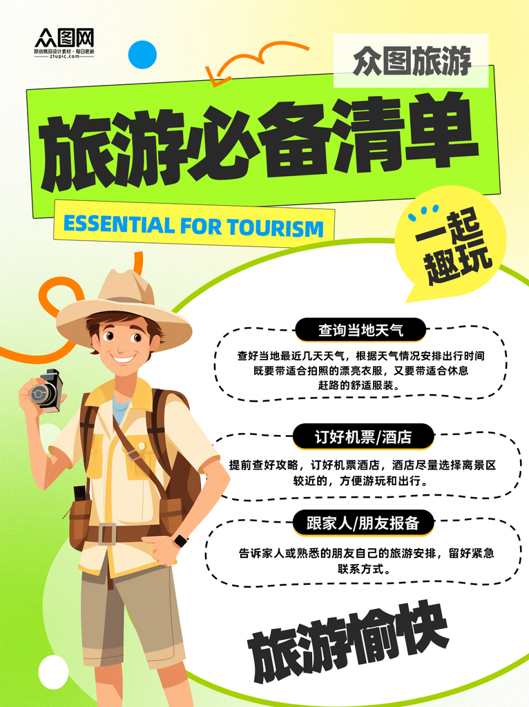 旅游必备清单小红书封面海报素材