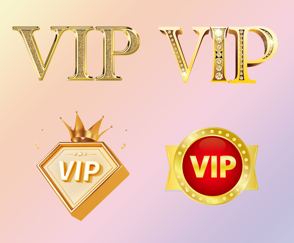 金色艺术字体vip图标免扣元素素材