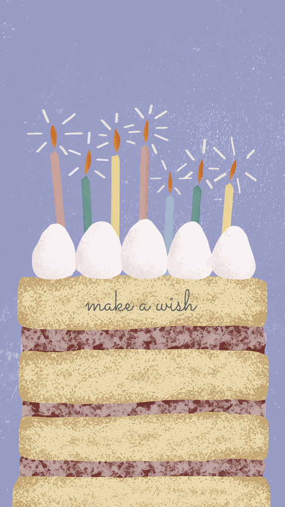 彩色卡通手绘可爱生日派对蛋糕卡片素材