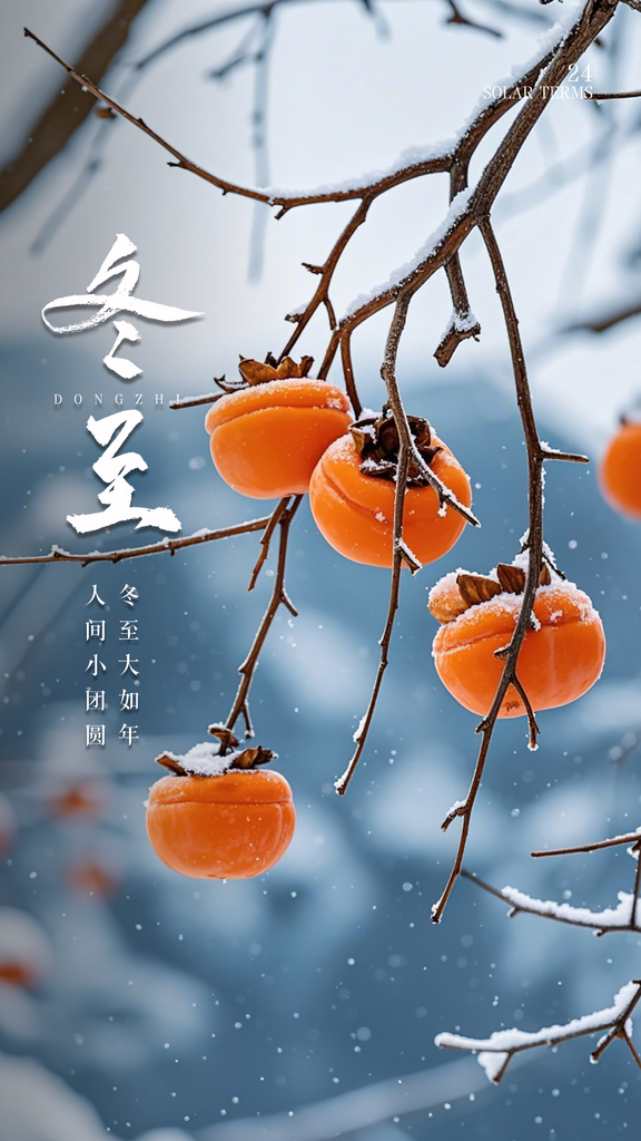 冬至大气简约插画节日节气唯美海报素材