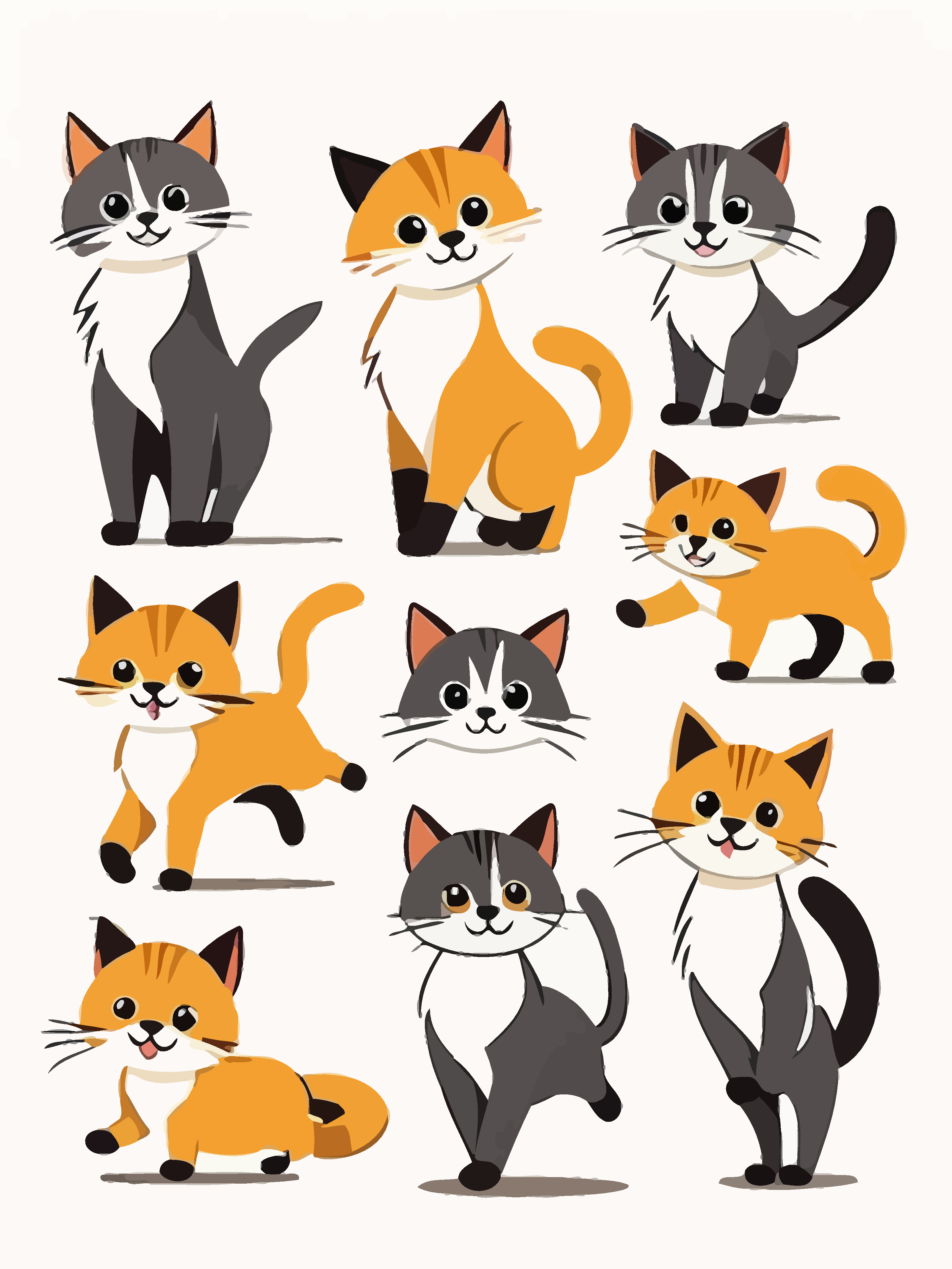 卡通动物猫咪矢量插画图形素材