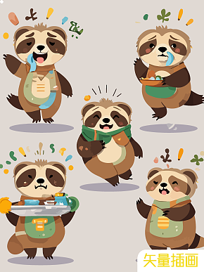 卡通树獭矢量插画元素素材下载-众图网