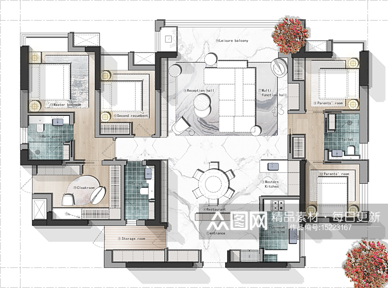 创意装修彩平图元素素材