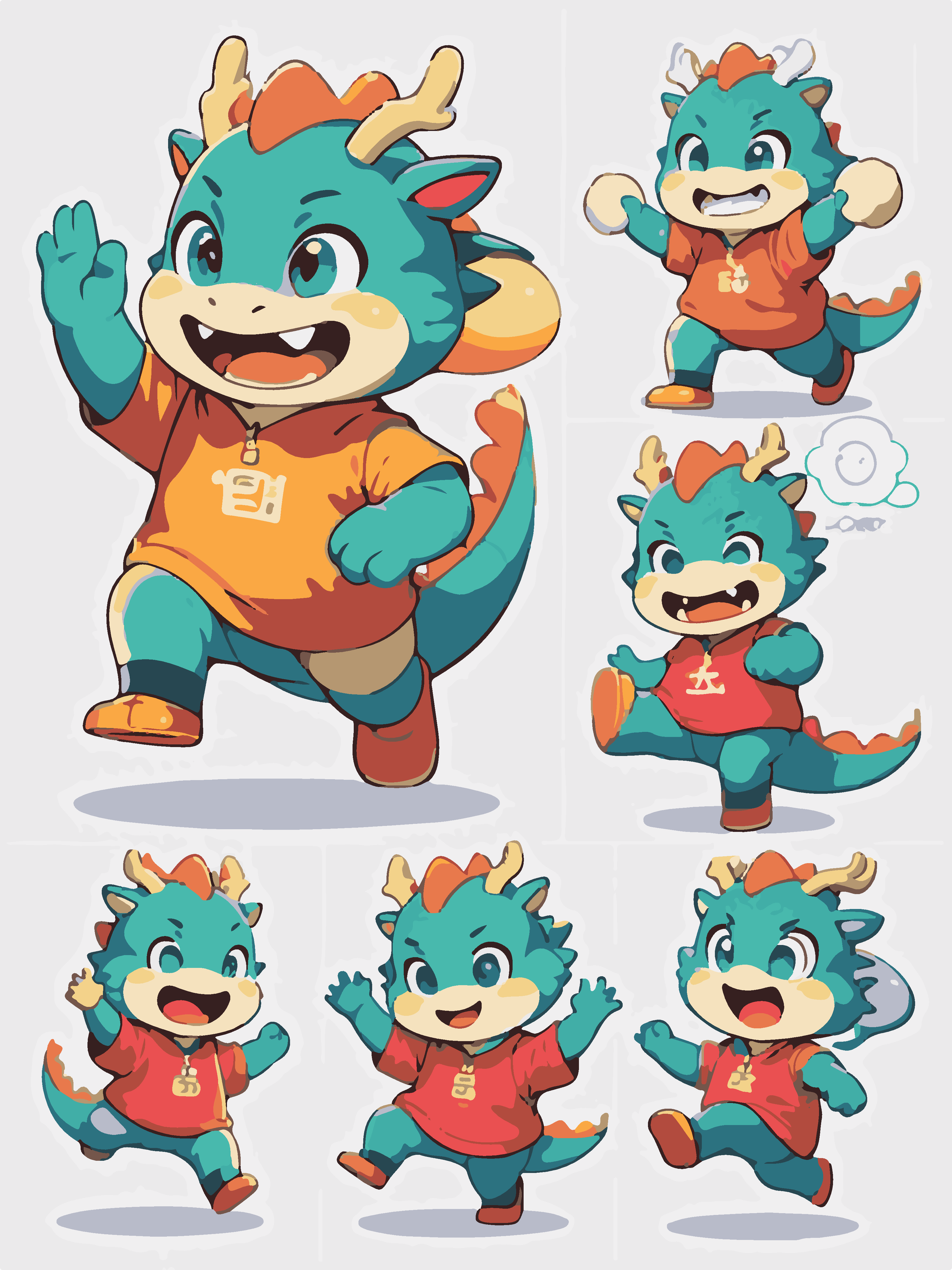 卡通動物呆萌小孔龍插畫圖元素素材