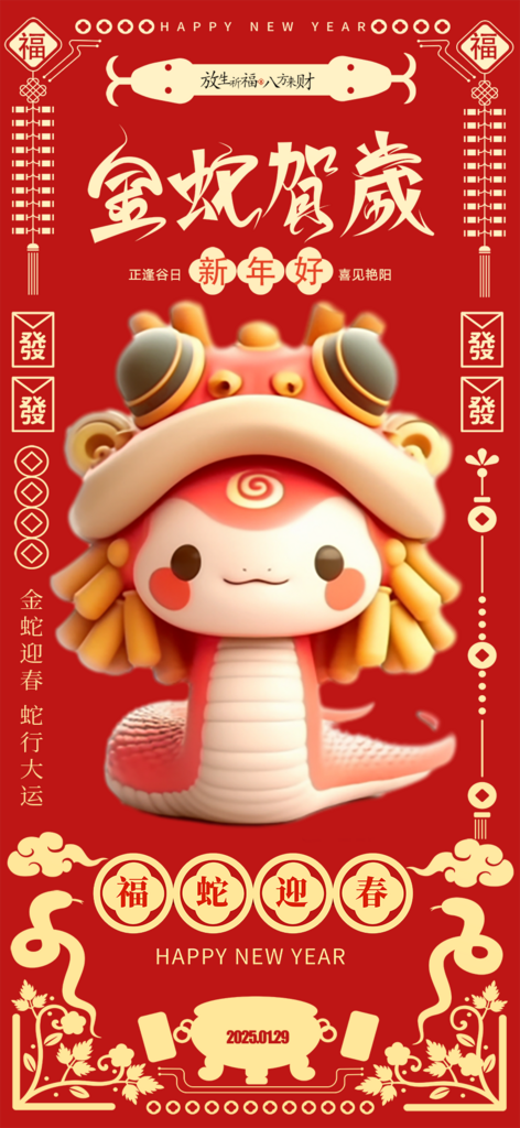 新年蛇年喜庆新春宣传海报素材