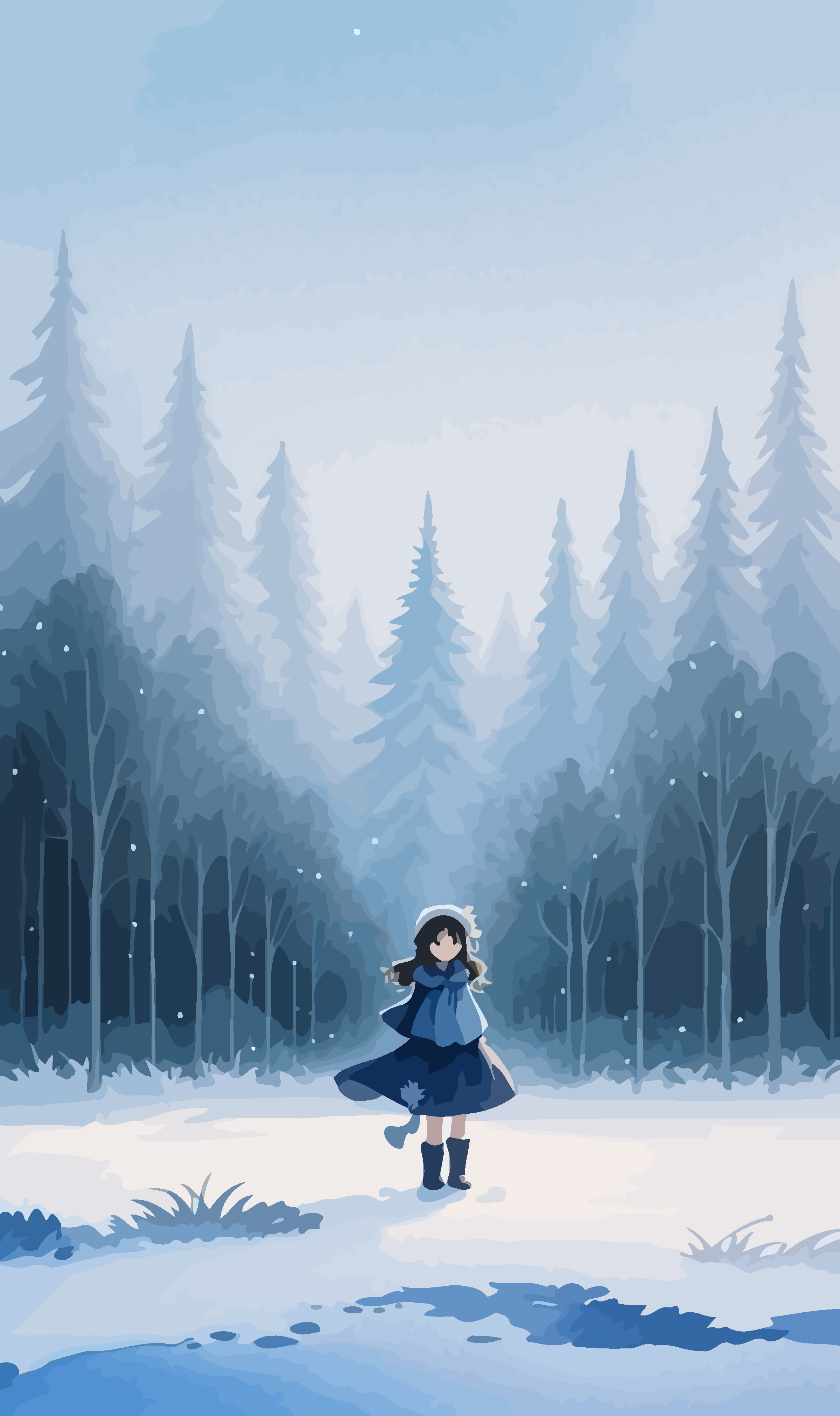 冬季少女插画图形元素素材