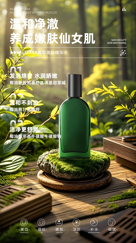 化妆品绿色小清新海报素材