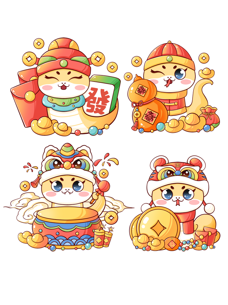 2025蛇年卡通IP插畫素材精品素材