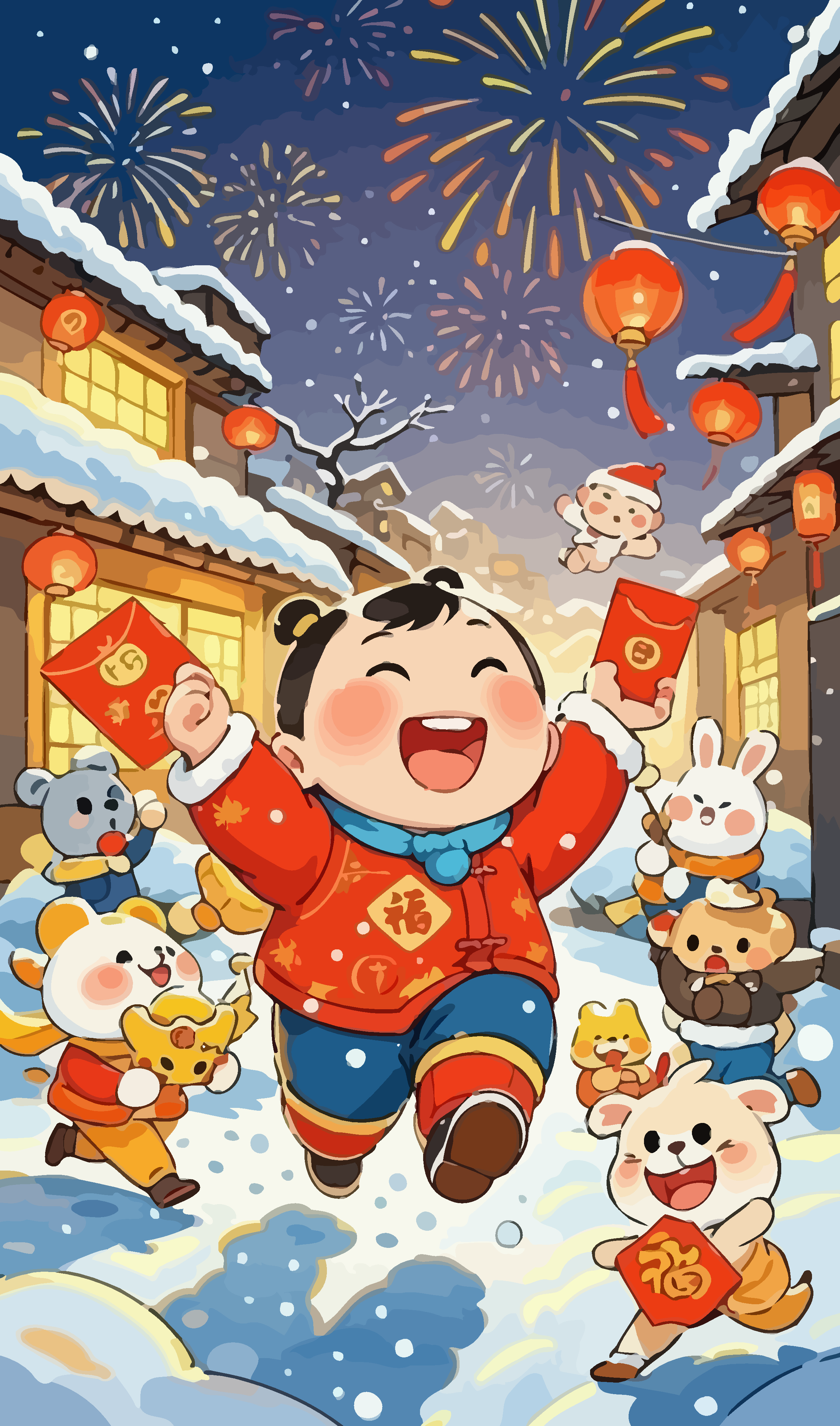 春季吉祥娃娃插画图形元素素材