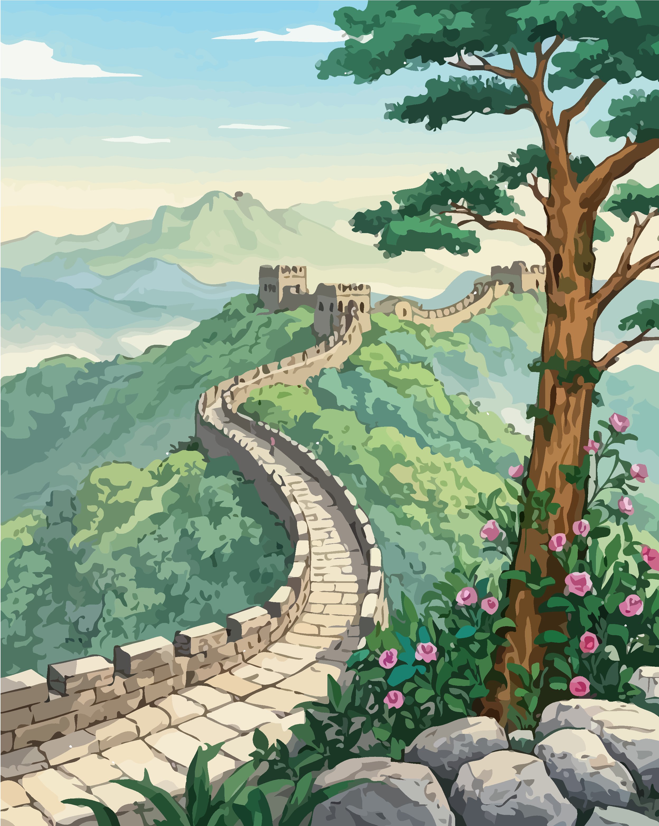 长城风光插画万里长城素材