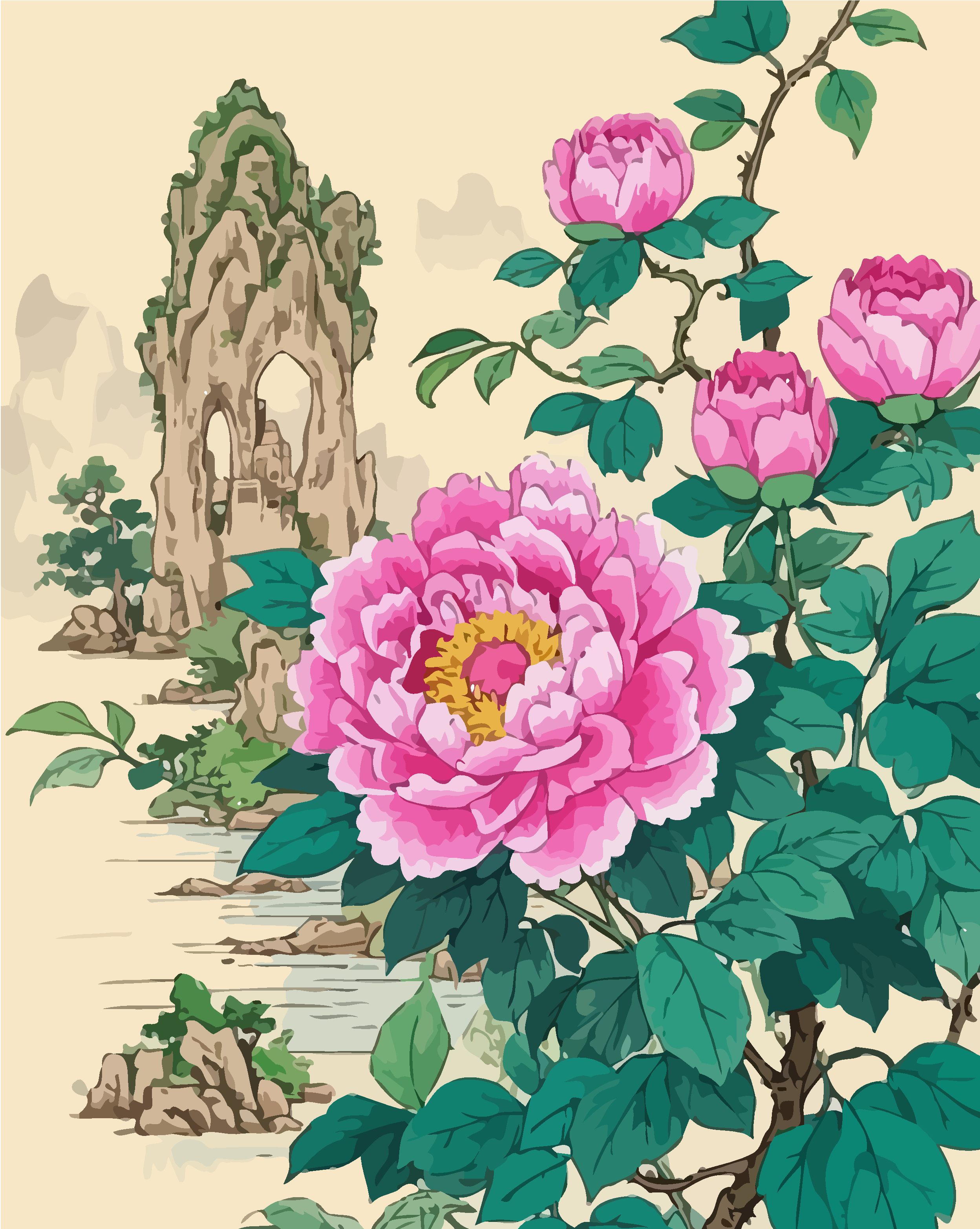 牡丹插画牡丹富贵牡丹牡丹素材