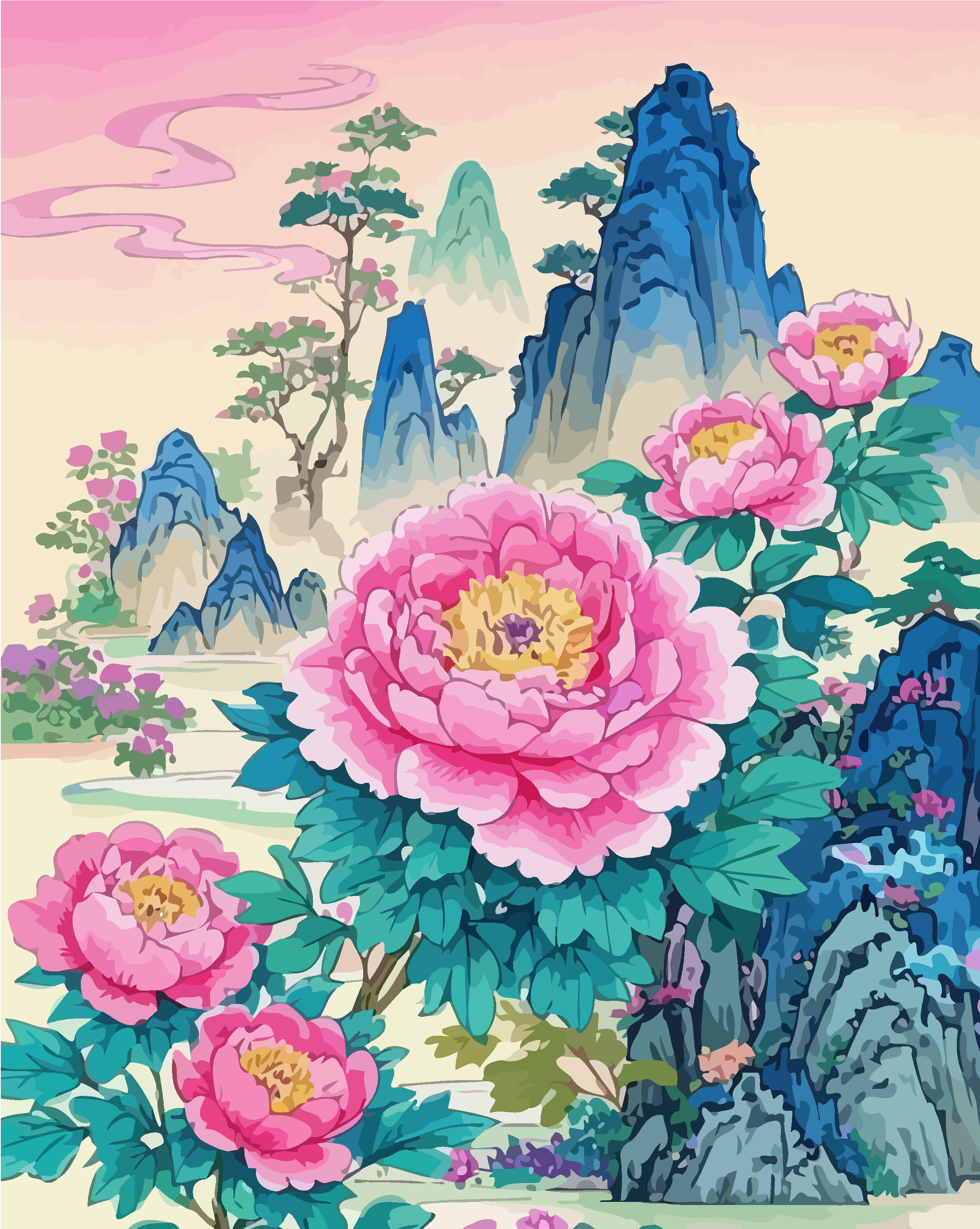 牡丹插画牡丹富贵牡丹牡丹元素素材