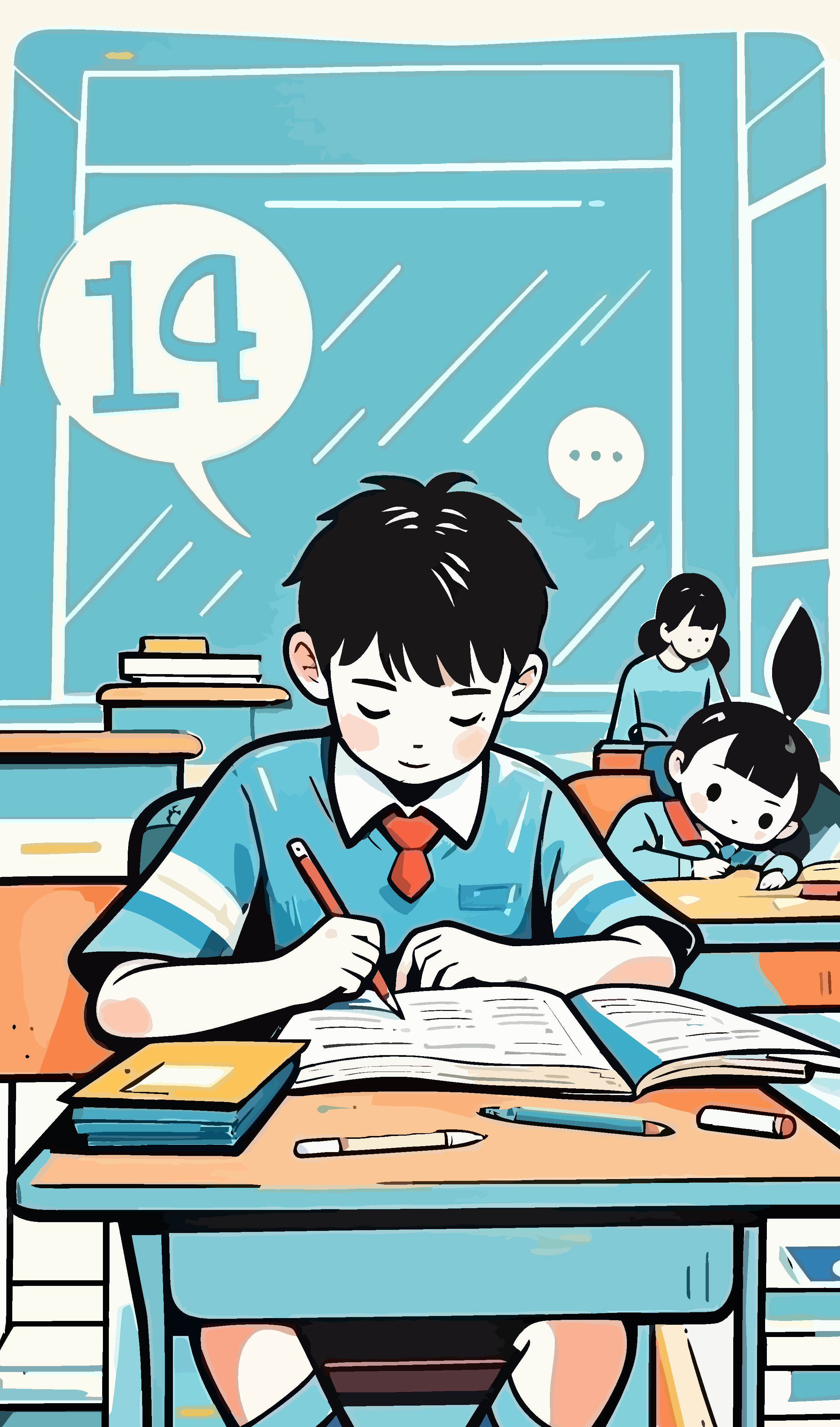 做作业的小孩矢量插画图形素材