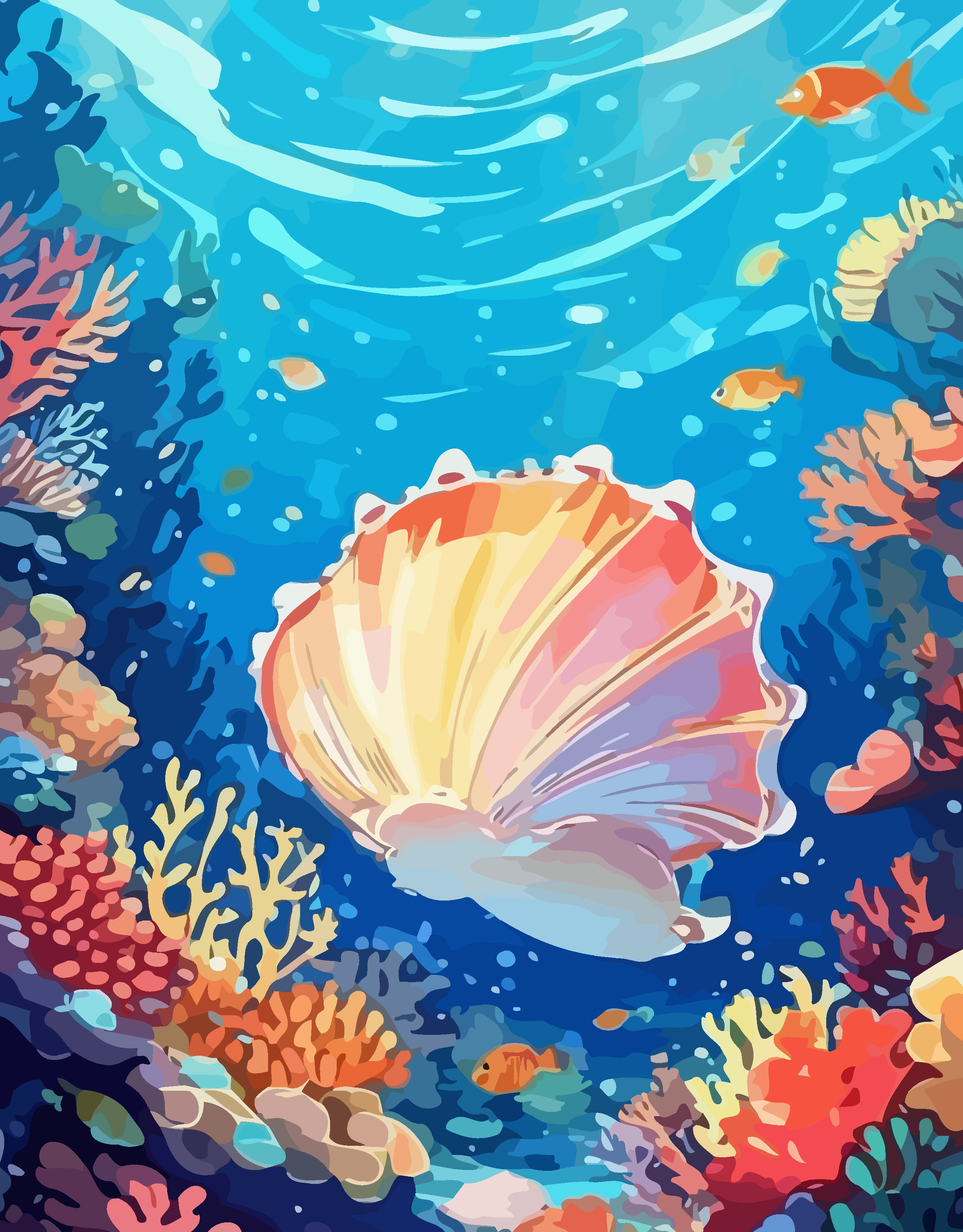 海底珊瑚矢量插画图形元素素材