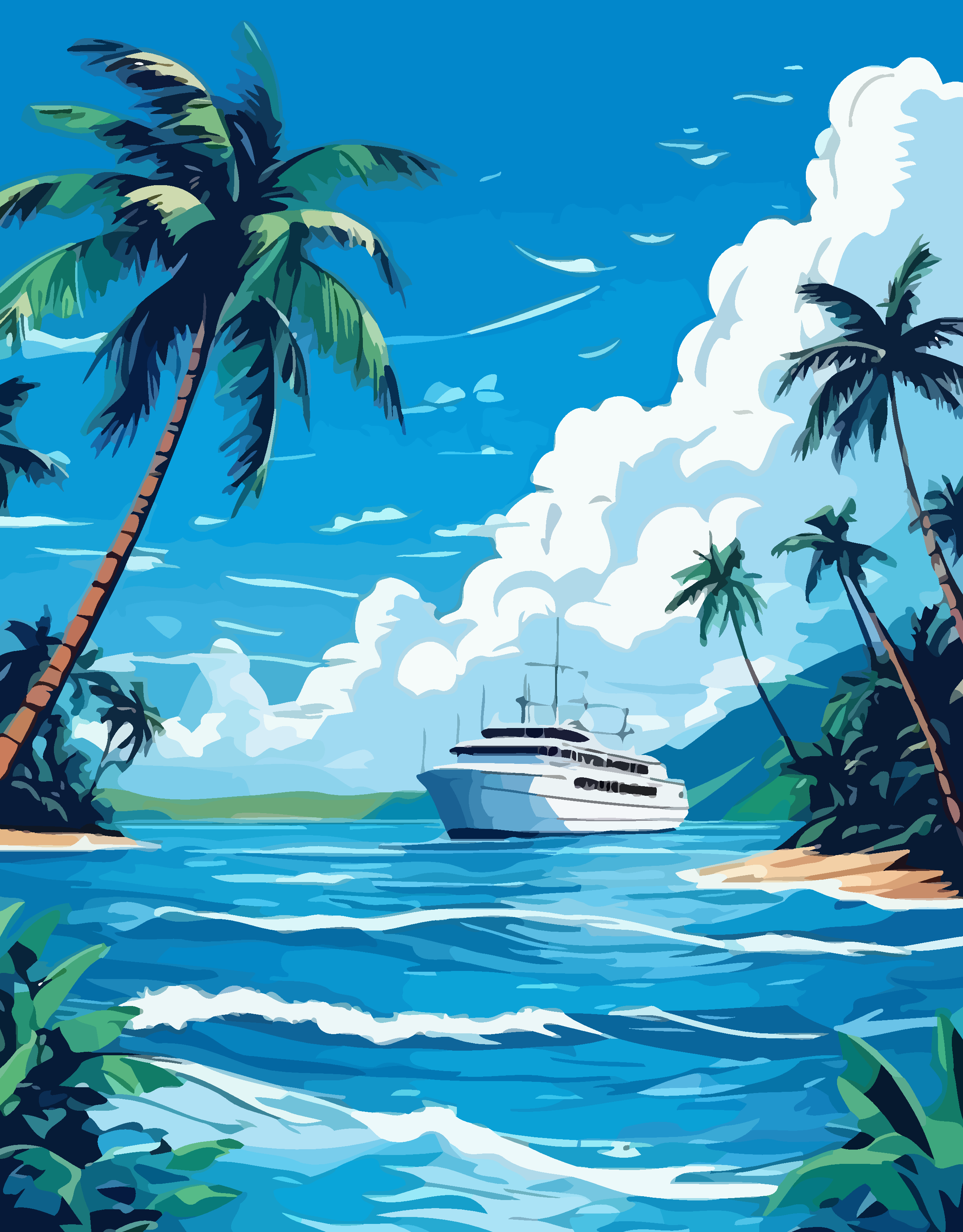 海上帆船矢量插画图形素材