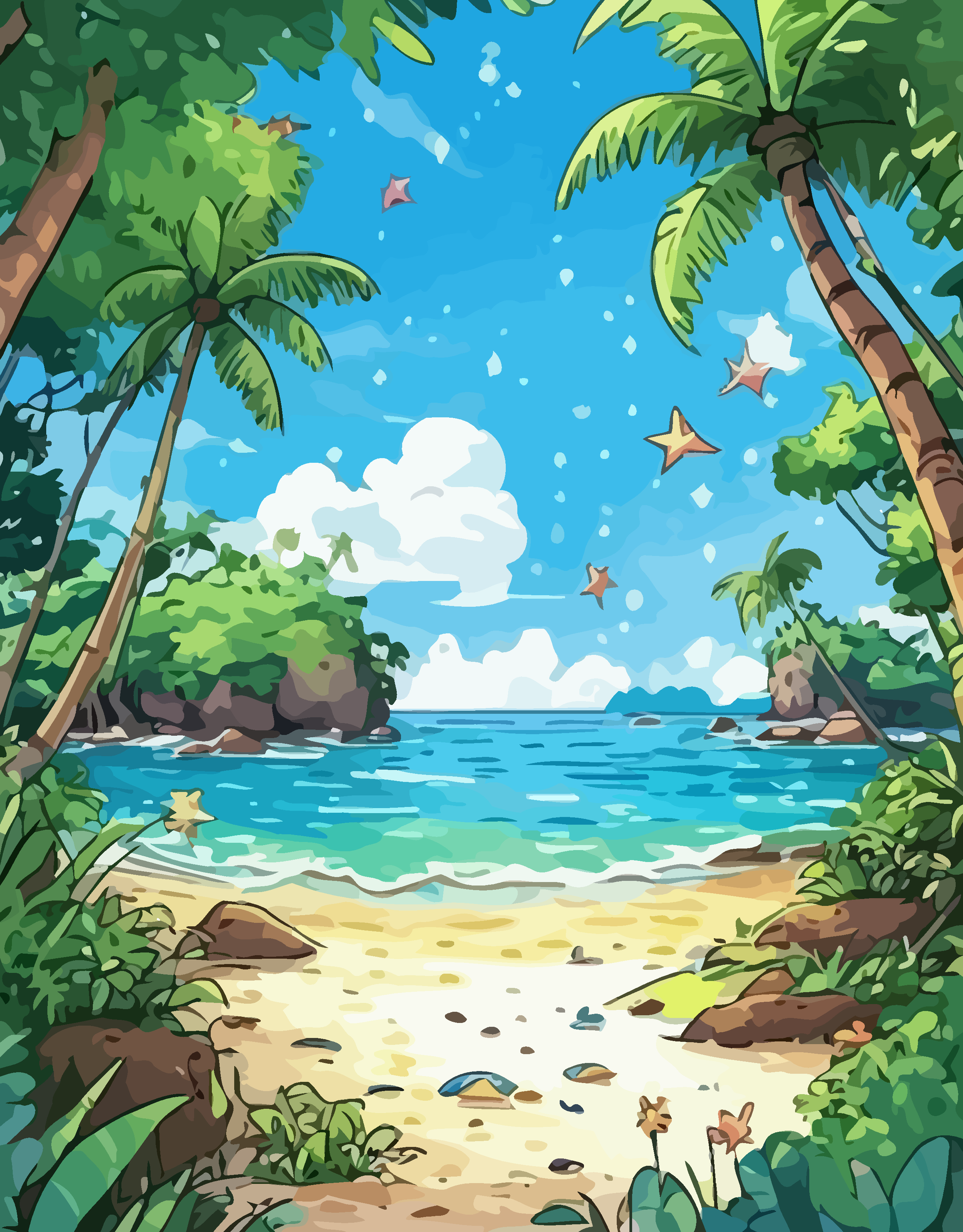 椰树海岛矢量插画图形元素素材