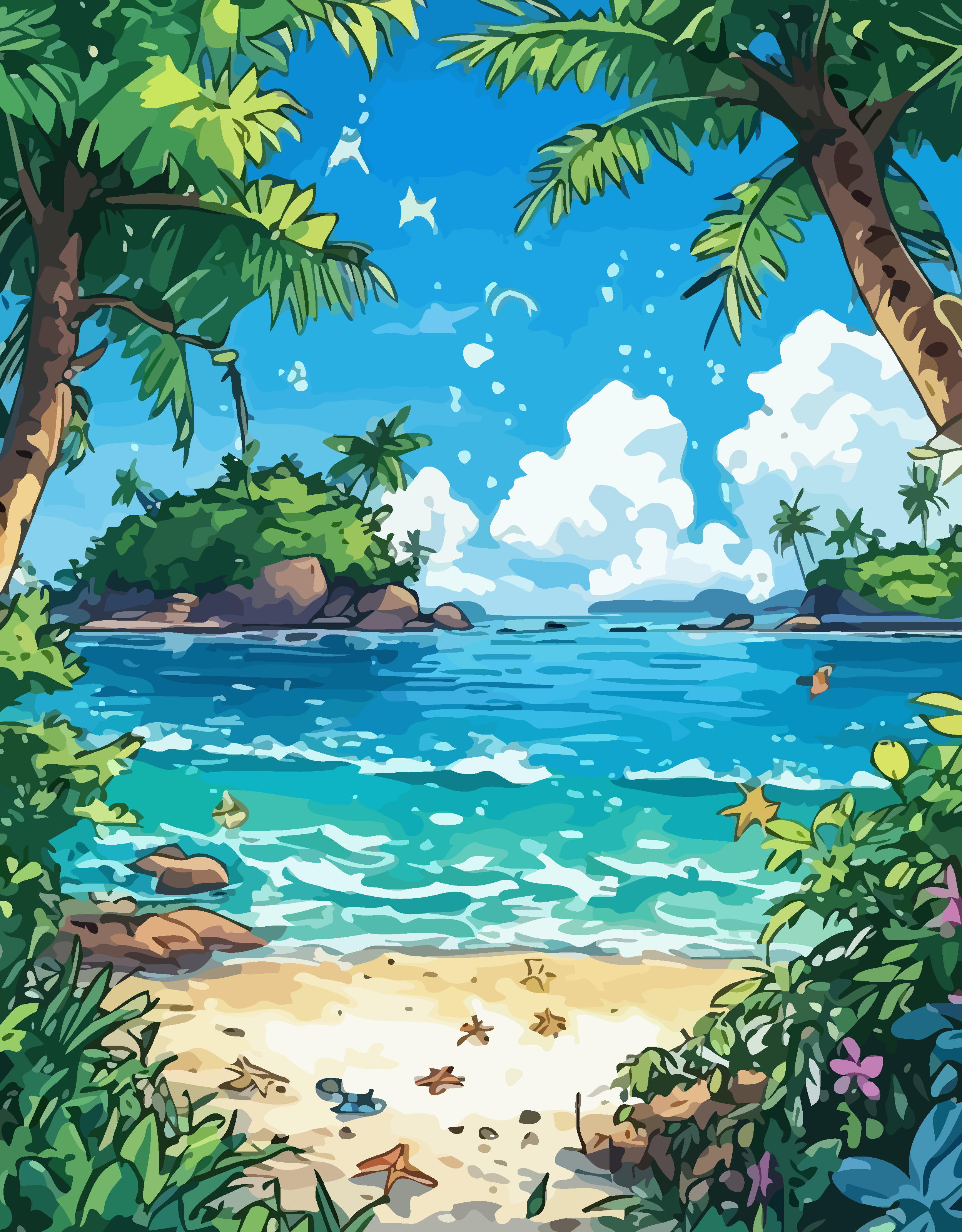 椰树海岛矢量插画图形元素素材