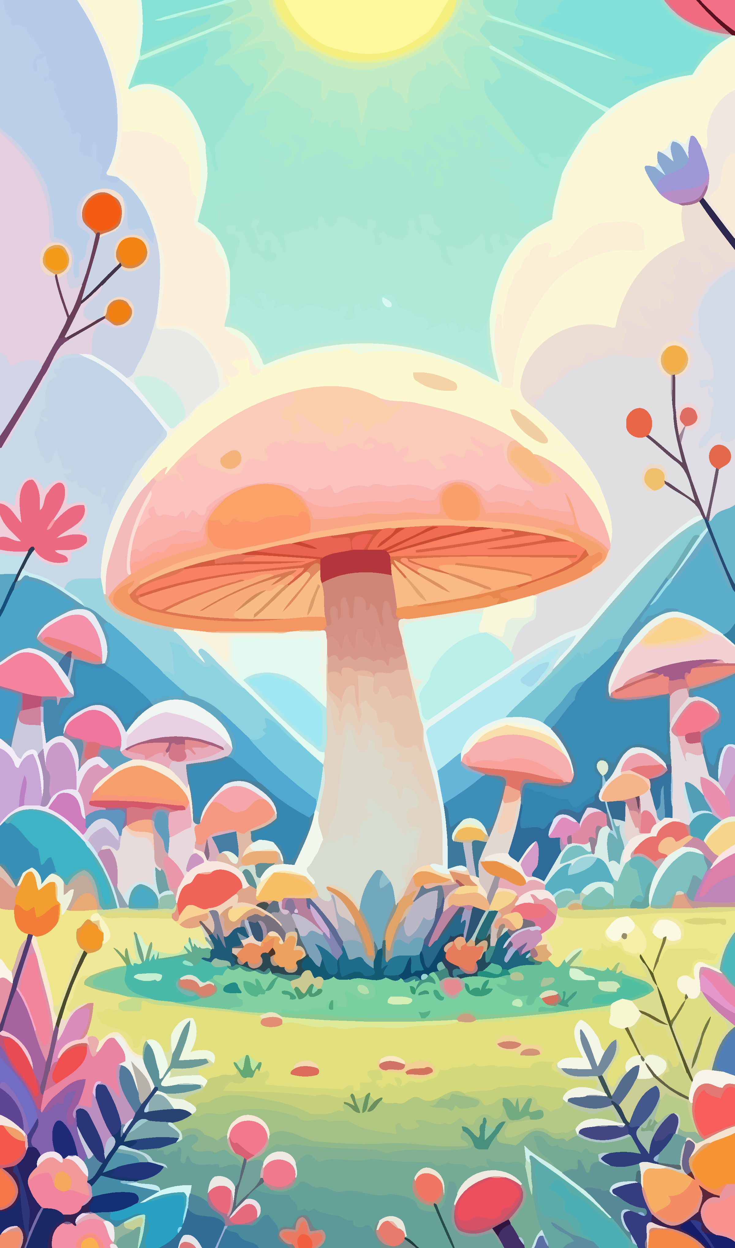 卡通蘑菇矢量插画图形素材